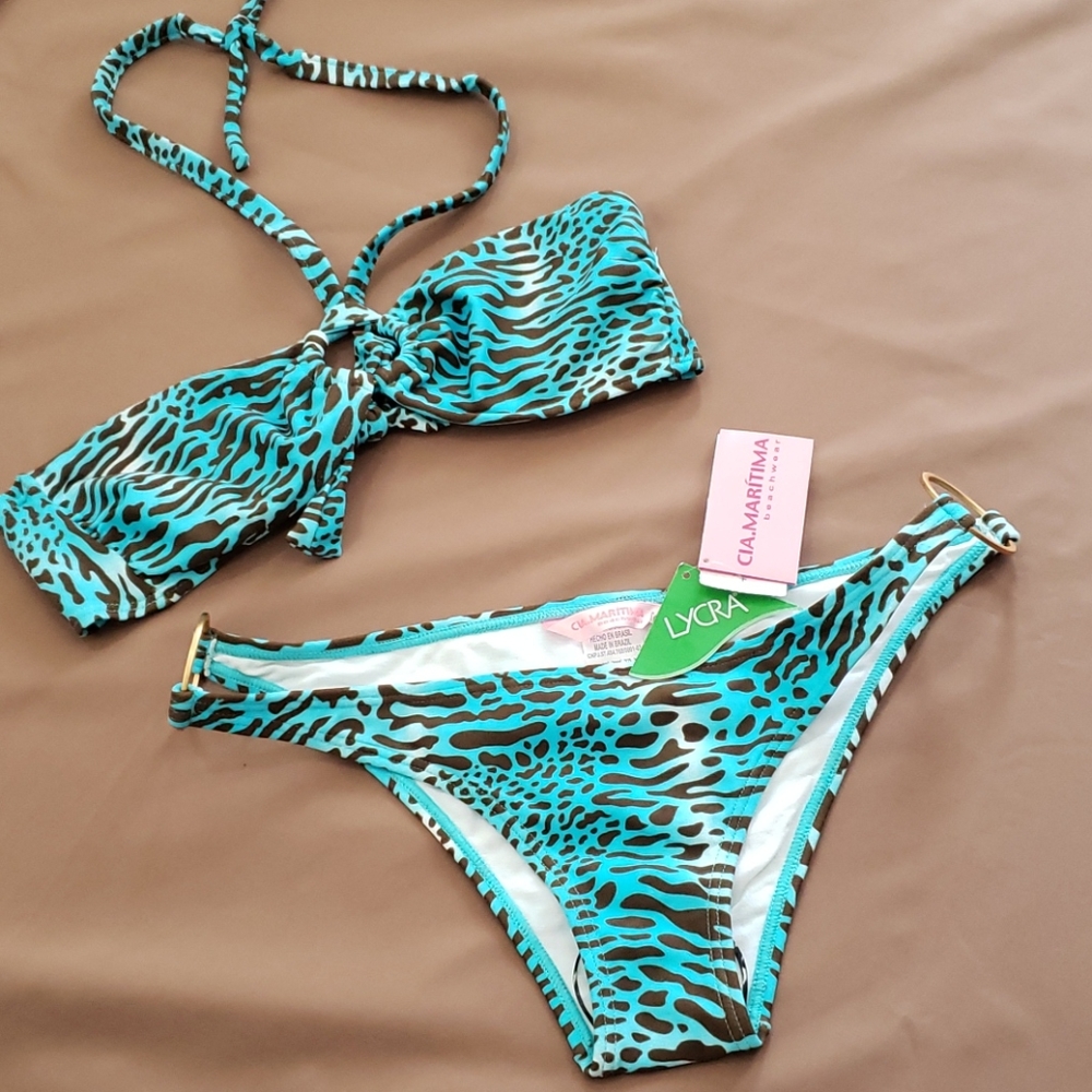 Vintage CIA.MARÍTIMA Teal Bikini Woman Size M